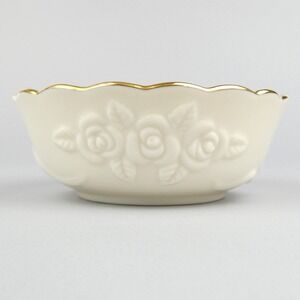 Lenox Ivory 24K Gold Trim Rose Floral Small Bowl